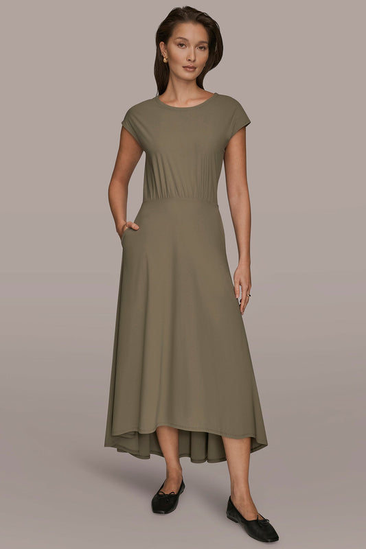 Donna Karan THE MODERN TRAVEL MIDI FIT AND FLARE DRESS
