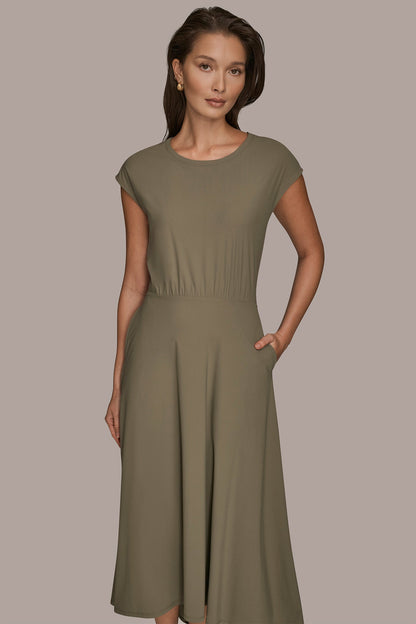 Donna Karan THE MODERN TRAVEL MIDI FIT AND FLARE DRESS