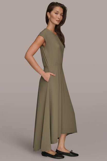 Donna Karan THE MODERN TRAVEL MIDI FIT AND FLARE DRESS