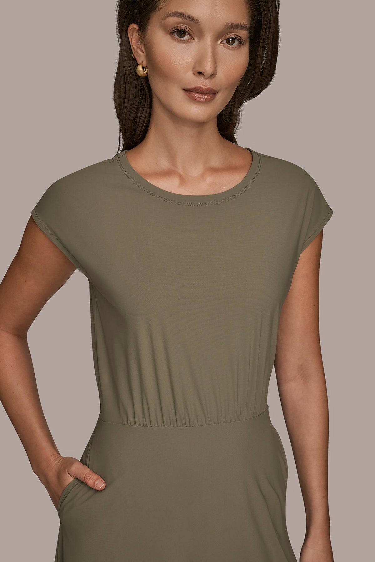 Donna Karan THE MODERN TRAVEL MIDI FIT AND FLARE DRESS