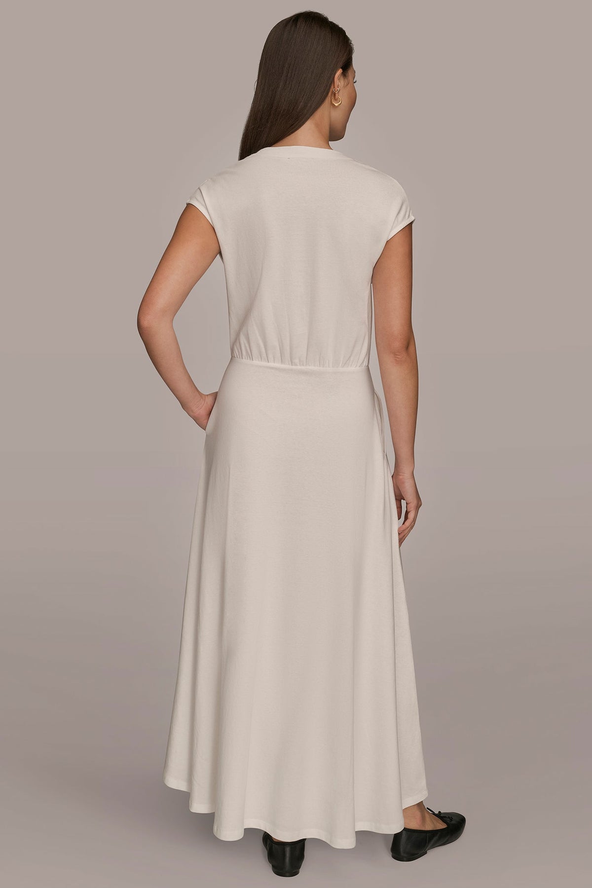 Donna Karan CAP SLEEVE CREW NECK DRESS