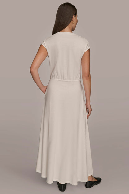 Donna Karan CAP SLEEVE CREW NECK DRESS
