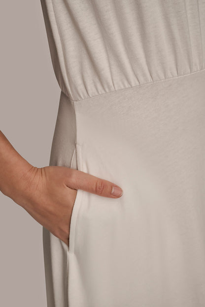 Donna Karan CAP SLEEVE CREW NECK DRESS