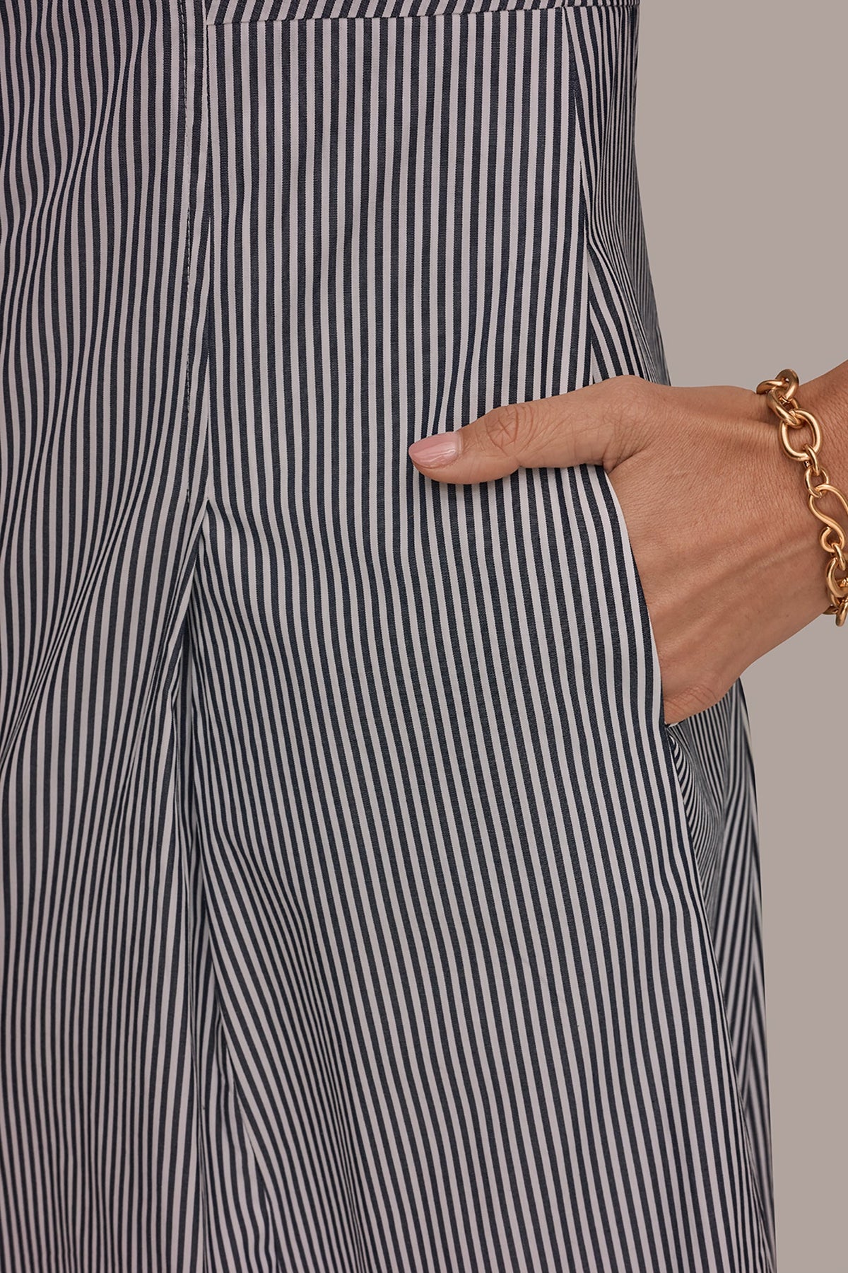 Donna Karan COTTON-POPLIN STRIPED MIDI SHIRT DRESS