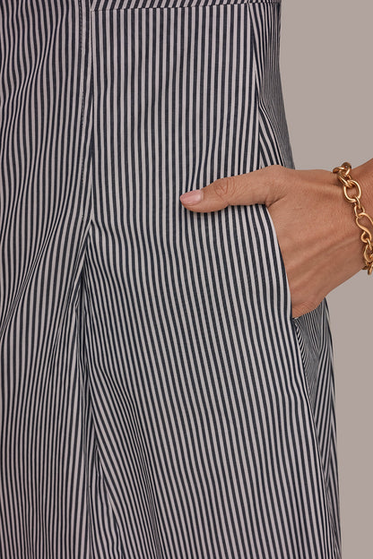 Donna Karan COTTON-POPLIN STRIPED MIDI SHIRT DRESS