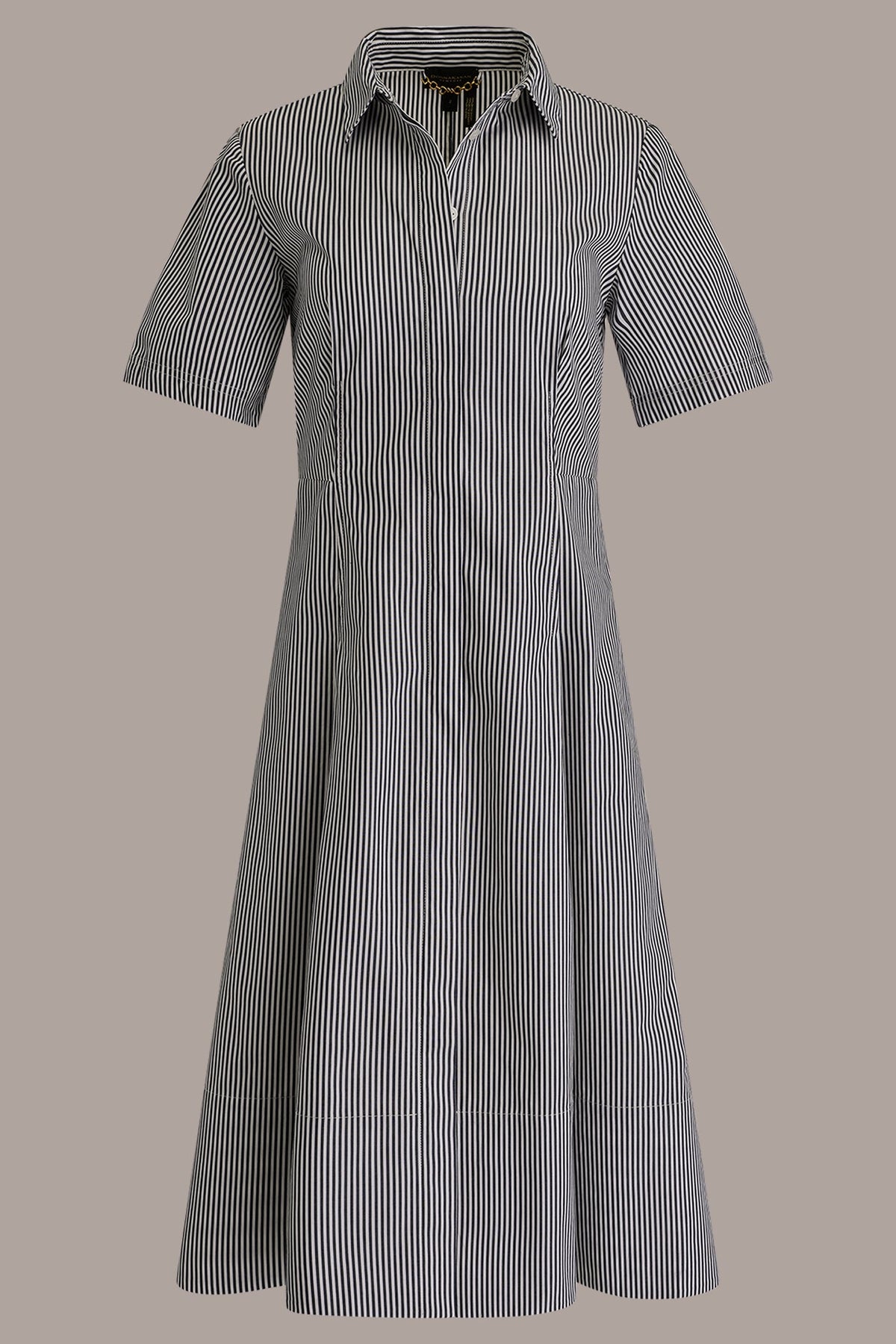 Donna Karan COTTON-POPLIN STRIPED MIDI SHIRT DRESS