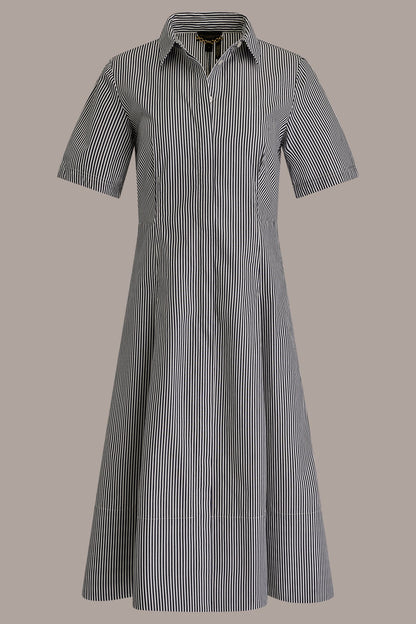 Donna Karan COTTON-POPLIN STRIPED MIDI SHIRT DRESS