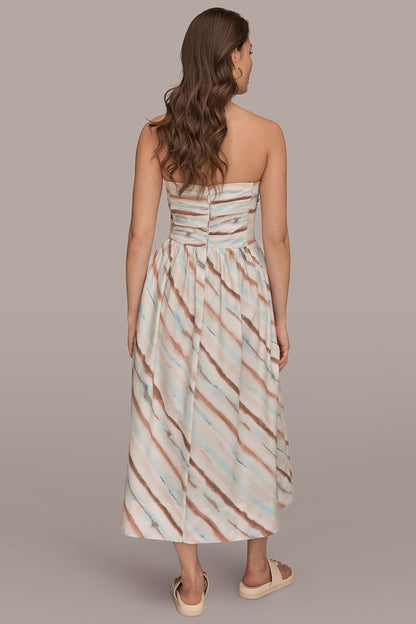 Donna Karan STRAPLESS PRINTED MIDI DRESS