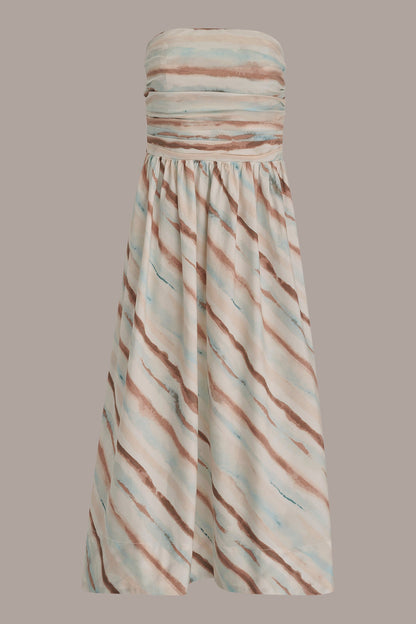 Donna Karan STRAPLESS PRINTED MIDI DRESS