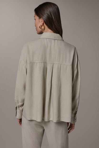 Donna Karan LONG SLEEVE HALF BUTTON BLOUSE