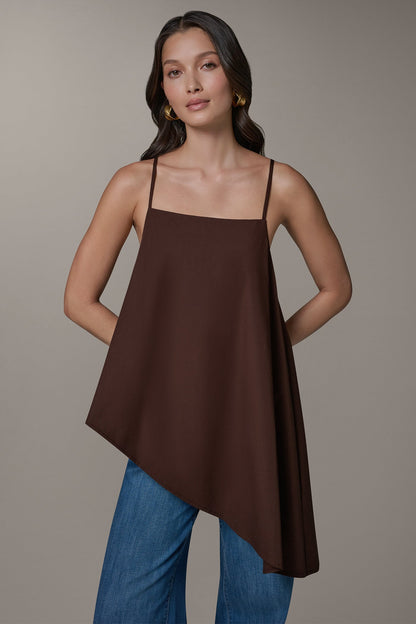Donna Karan SLEEVELESS ASYMMETRIC TIE BACK BLOUSE