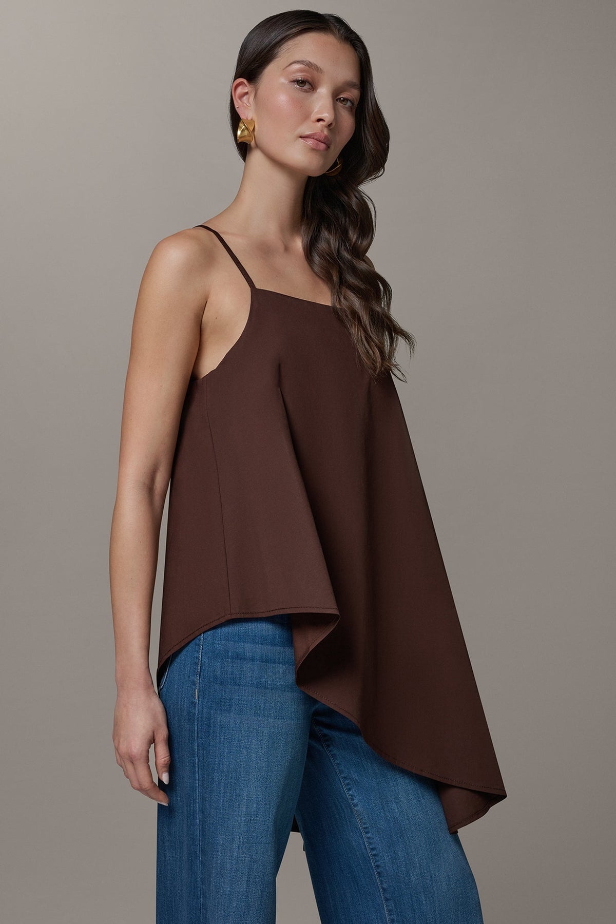 Donna Karan SLEEVELESS ASYMMETRIC TIE BACK BLOUSE