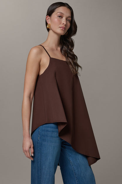 Donna Karan SLEEVELESS ASYMMETRIC TIE BACK BLOUSE