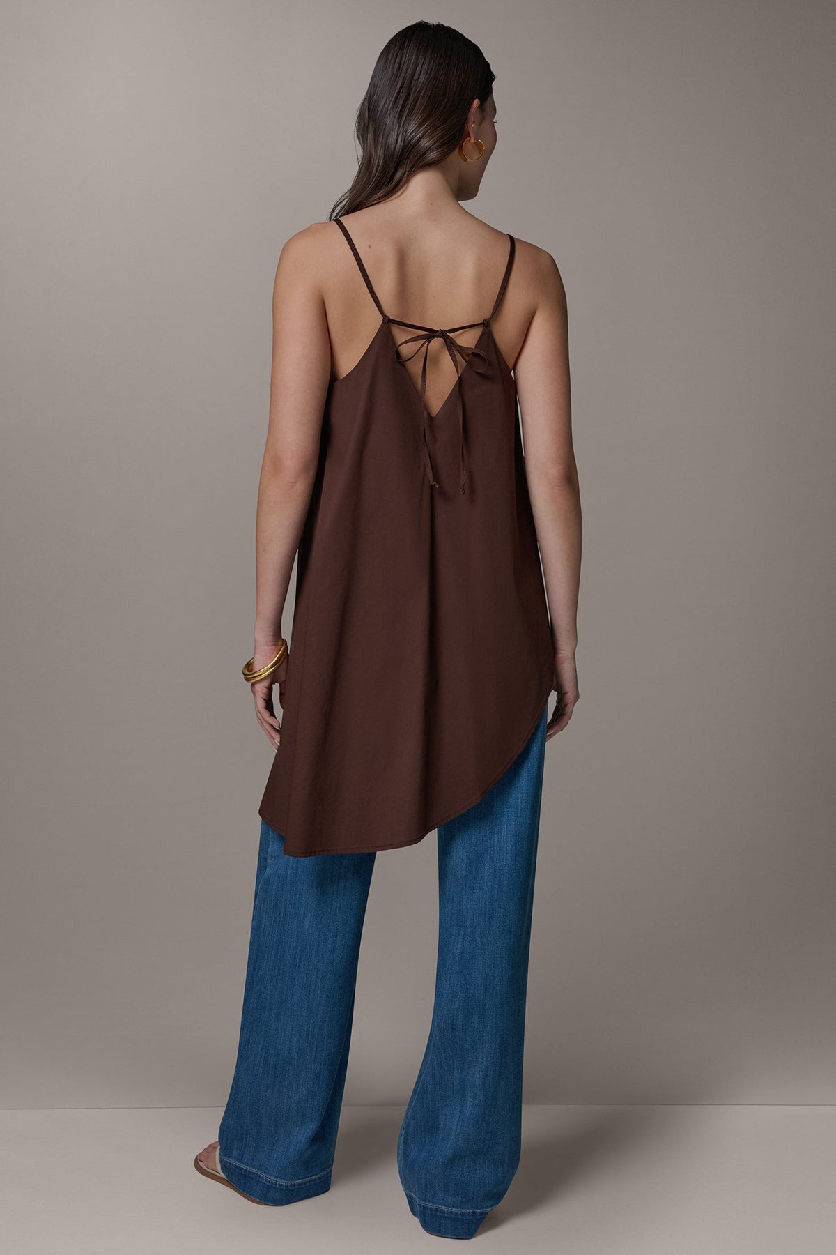 Donna Karan SLEEVELESS ASYMMETRIC TIE BACK BLOUSE