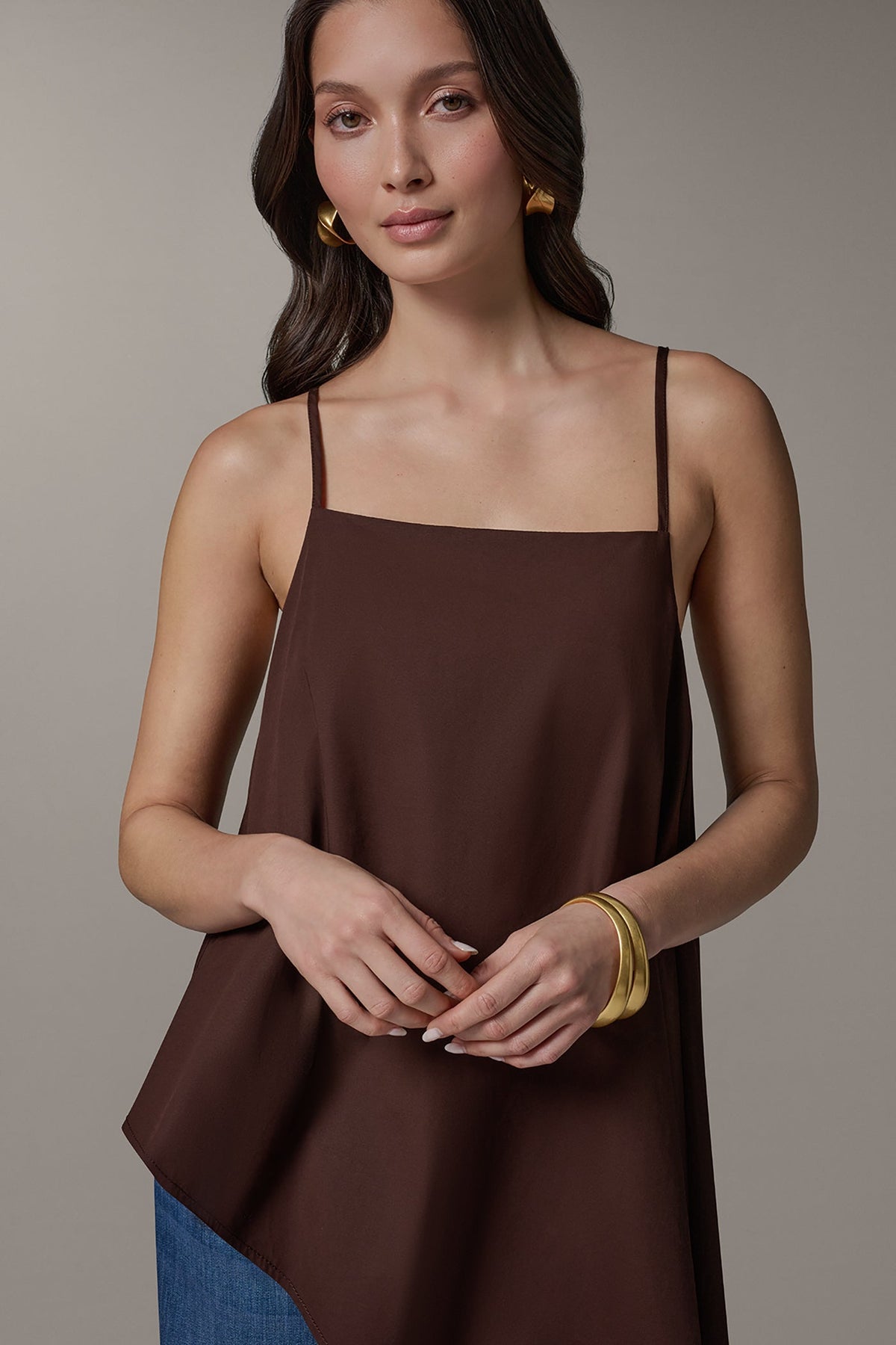 Donna Karan SLEEVELESS ASYMMETRIC TIE BACK BLOUSE