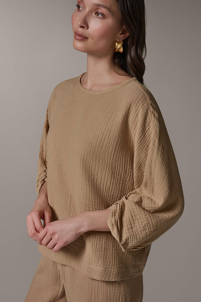 Donna Karan 3/4 SLEEVE TWIST CUFF BLOUSE