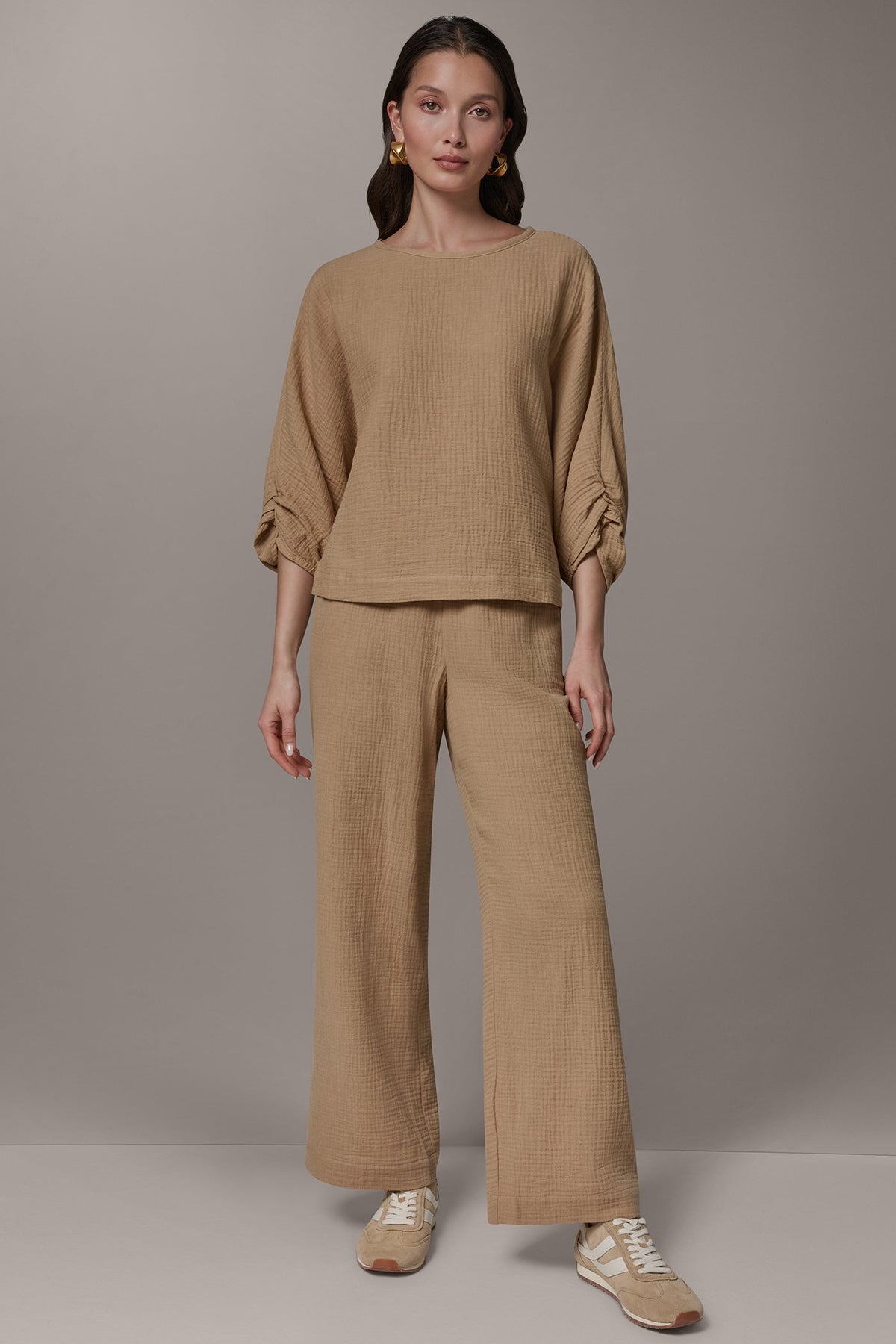 Donna Karan 3/4 SLEEVE TWIST CUFF BLOUSE