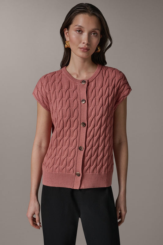 Donna Karan SLEEVELESS CABLE KNIT VEST