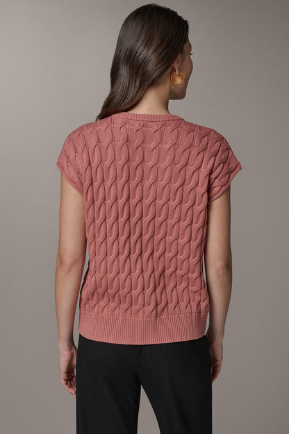 Donna Karan SLEEVELESS CABLE KNIT VEST