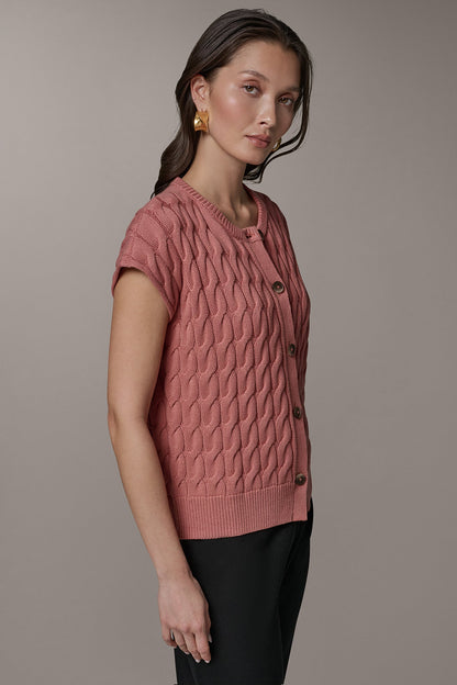 Donna Karan SLEEVELESS CABLE KNIT VEST