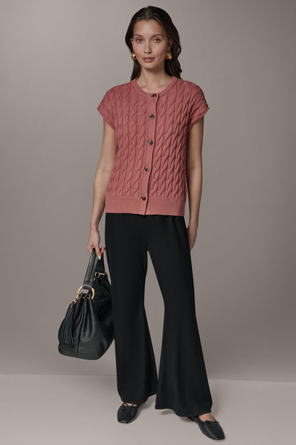 Donna Karan SLEEVELESS CABLE KNIT VEST