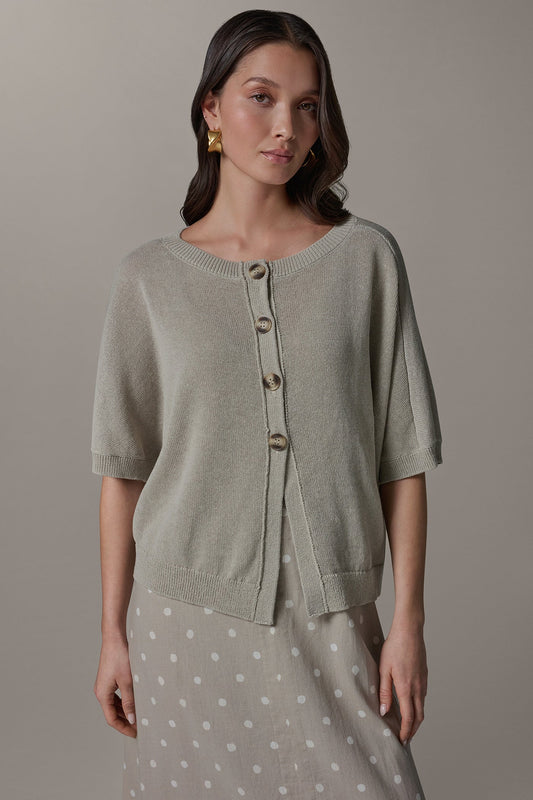 Donna Karan SHORT SLEEVE EASY CARDIGAN
