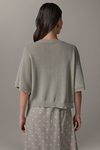 Donna Karan SHORT SLEEVE EASY CARDIGAN