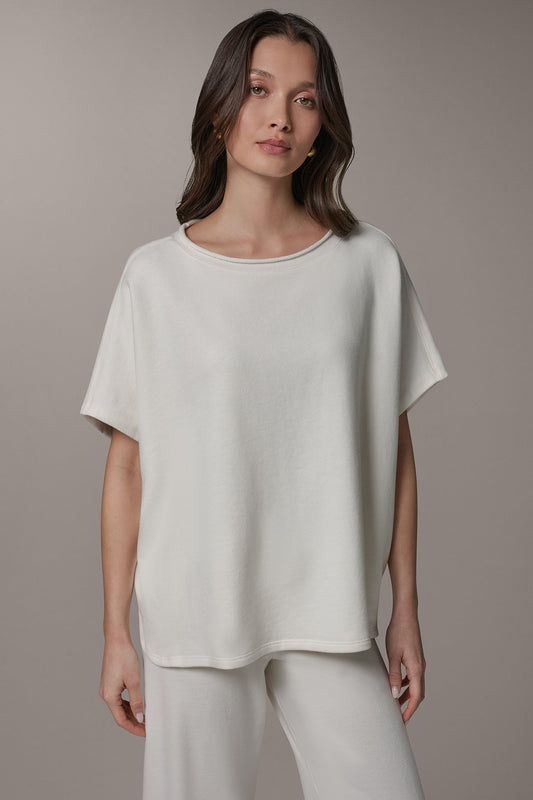 Donna Karan SHORT SLEEVE BOATNECK PULLOVER