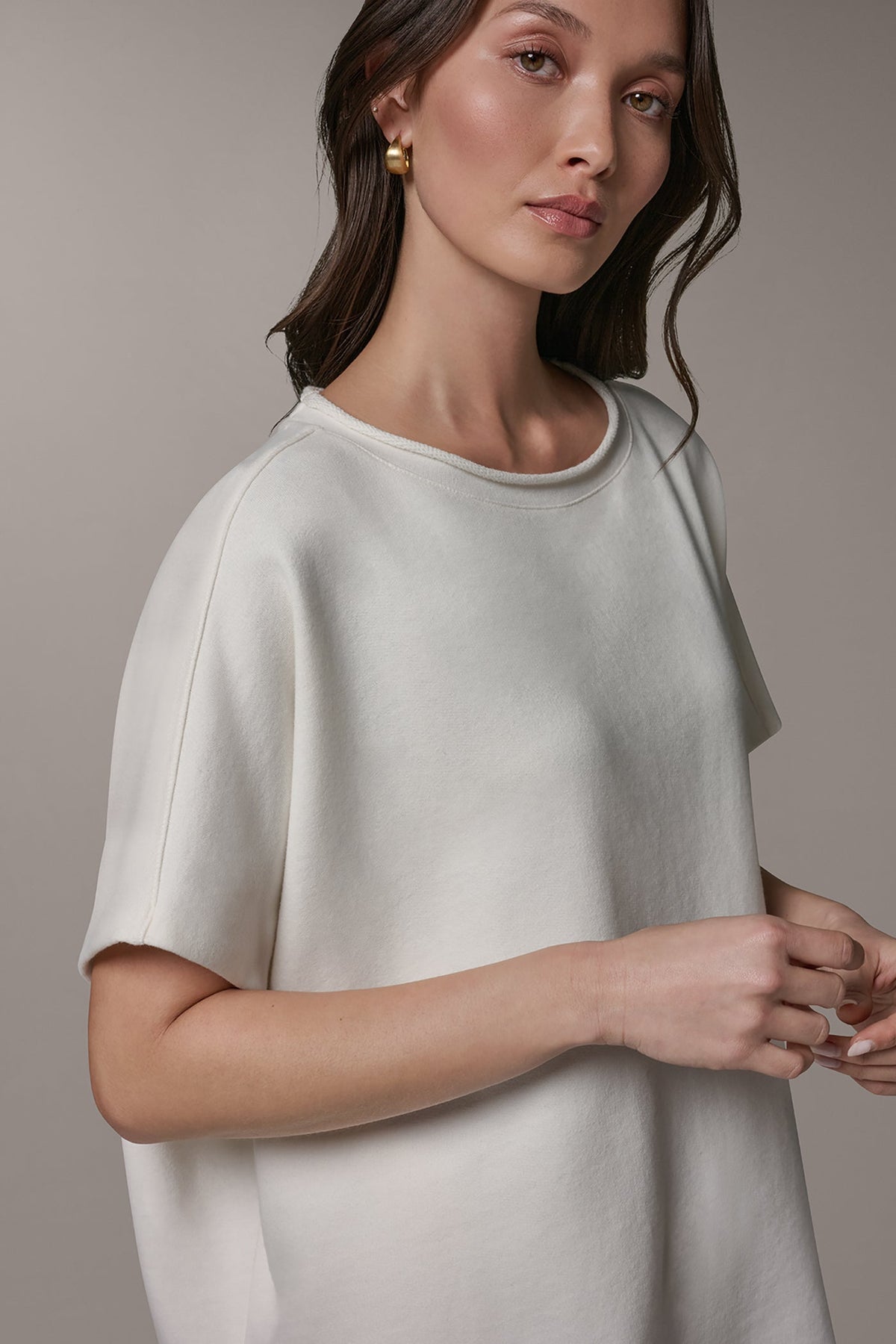 Donna Karan SHORT SLEEVE BOATNECK PULLOVER