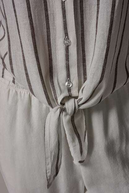 Donna Karan LONG SLEEVE TIE-FRONT BLOUSE