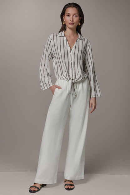 Donna Karan LONG SLEEVE TIE-FRONT BLOUSE