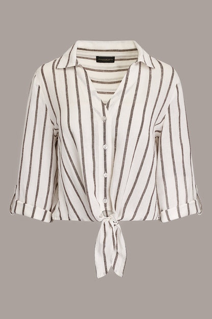 Donna Karan LONG SLEEVE TIE-FRONT BLOUSE