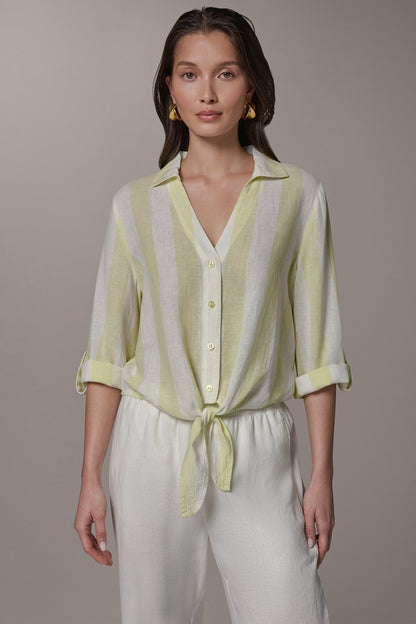 Donna Karan LONG SLEEVE TIE-FRONT BLOUSE