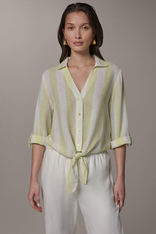 Donna Karan LONG SLEEVE TIE-FRONT BLOUSE