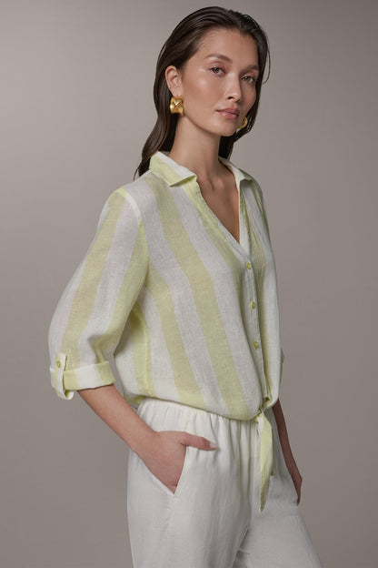 Donna Karan LONG SLEEVE TIE-FRONT BLOUSE