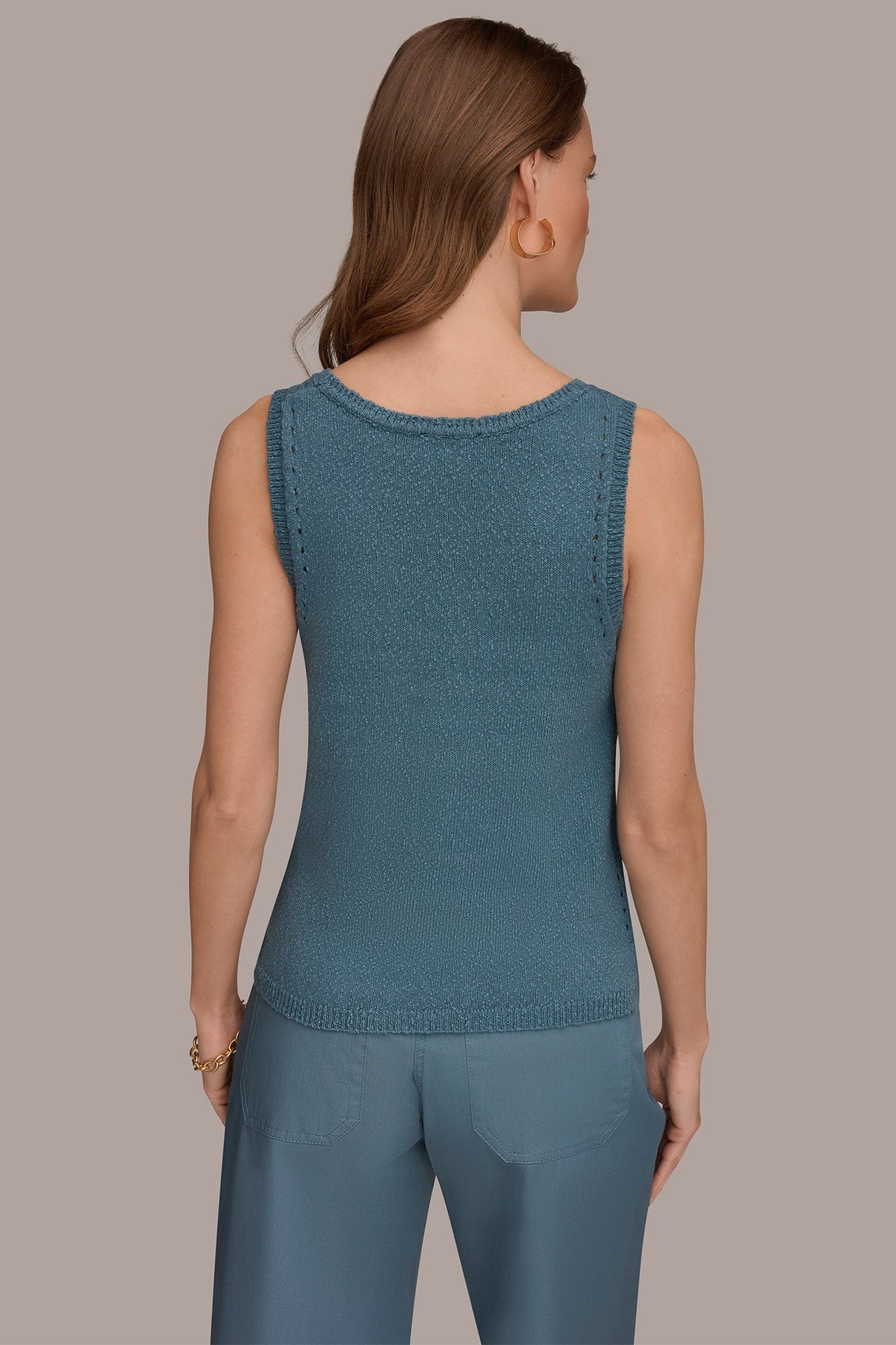 Donna Karan SLEEVELESS POINTELLE STITCH TANK