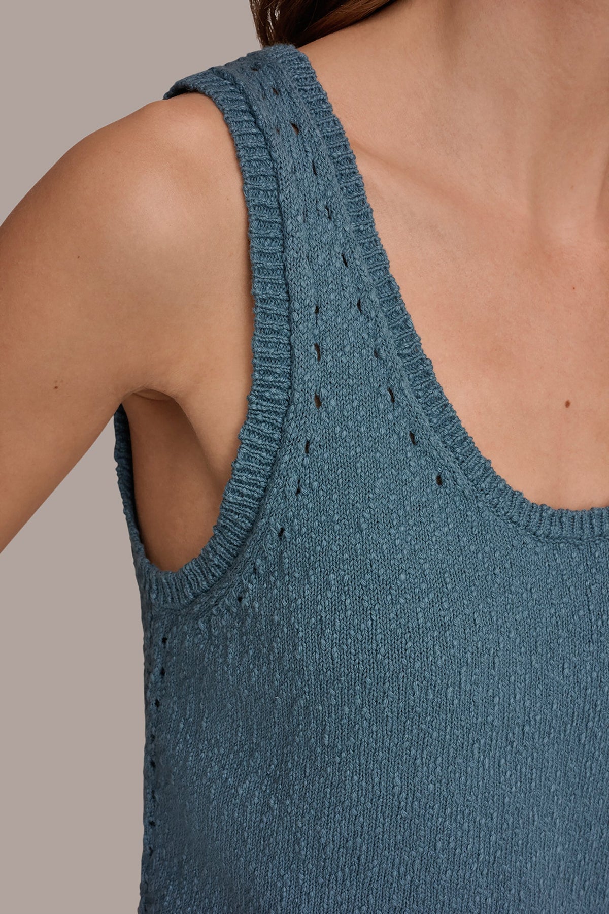 Donna Karan SLEEVELESS POINTELLE STITCH TANK
