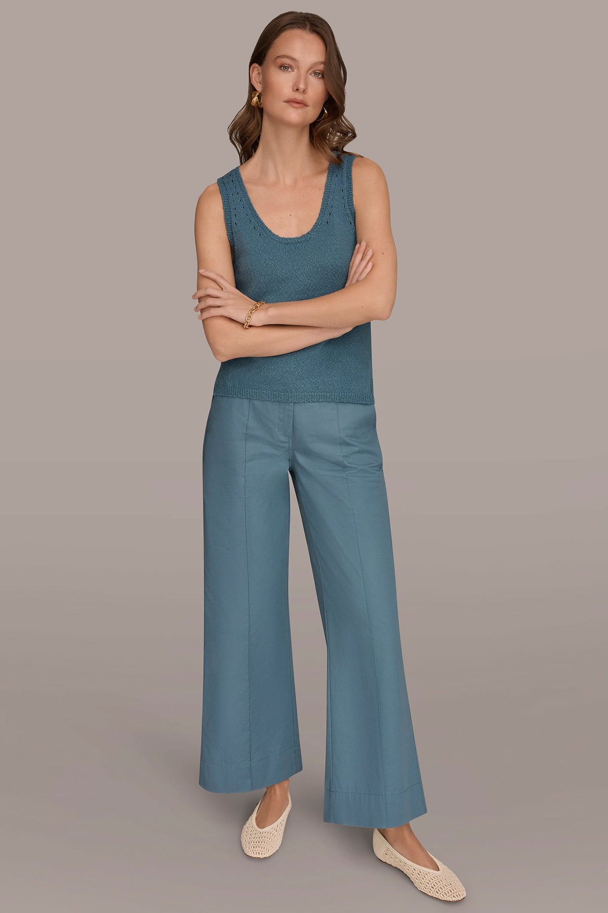 Donna Karan SLEEVELESS POINTELLE STITCH TANK