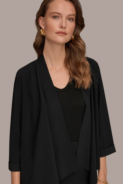Donna Karan THE MODERN TRAVEL 3/4 SLEEVE SHAWL CARDIGAN JACKET