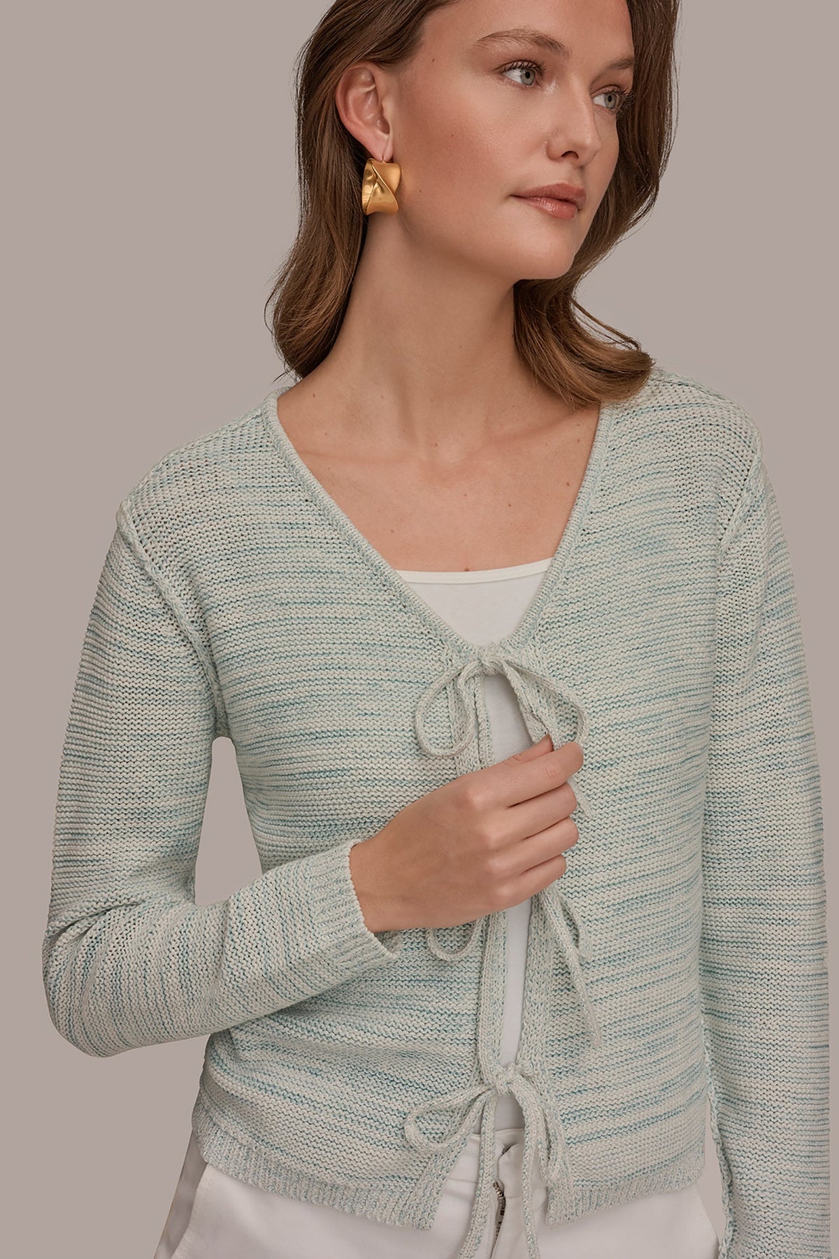 Donna Karan TIE-FRONT CARDIGAN