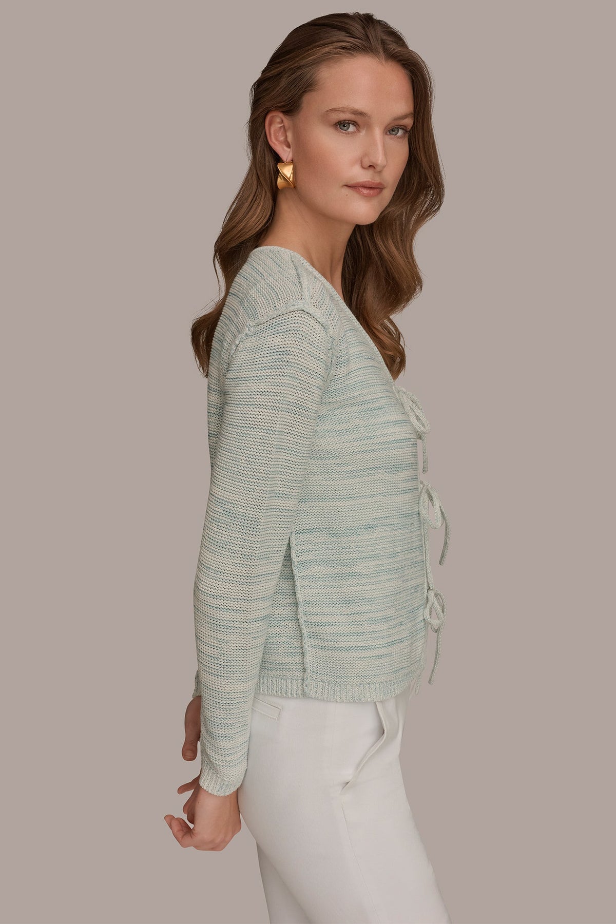 Donna Karan TIE-FRONT CARDIGAN