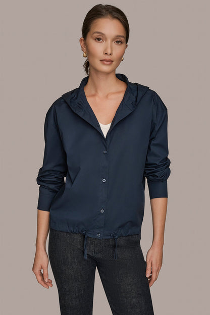 Donna Karan HOODED BUTTON-DOWN SHIRT