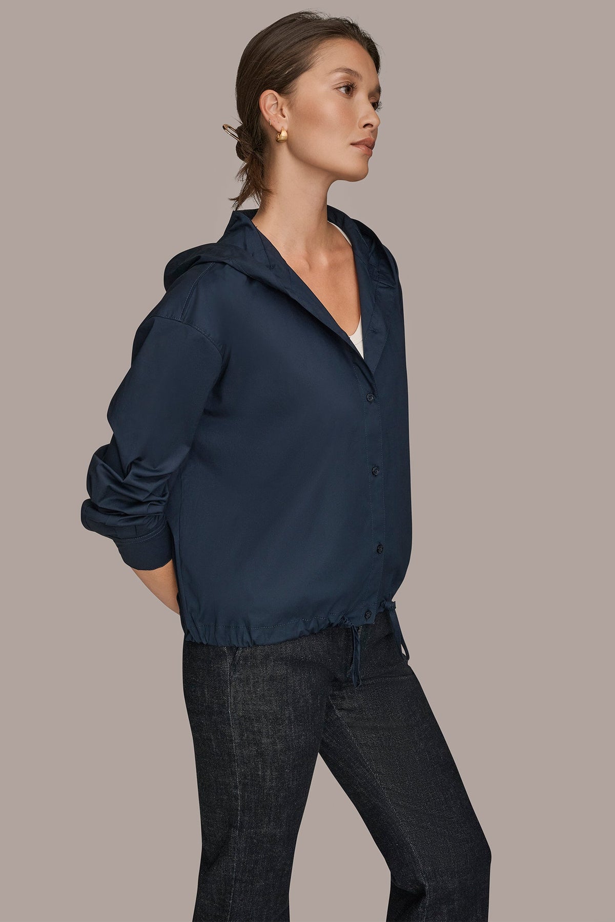 Donna Karan HOODED BUTTON-DOWN SHIRT