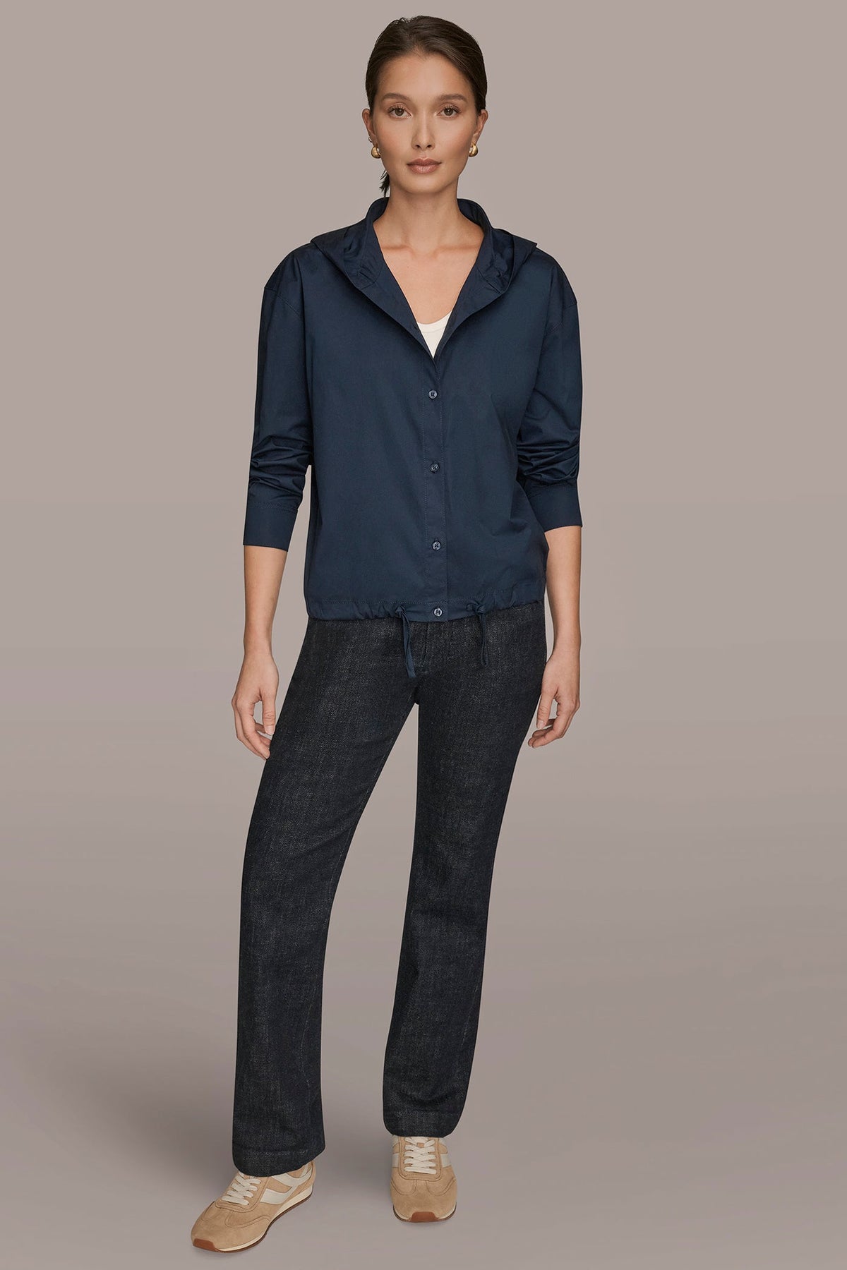 Donna Karan HOODED BUTTON-DOWN SHIRT