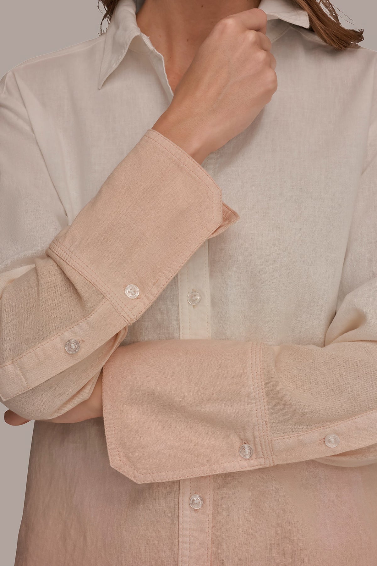 Donna Karan LINEN-BLEND DIP-DYED STRIPED SHIRT