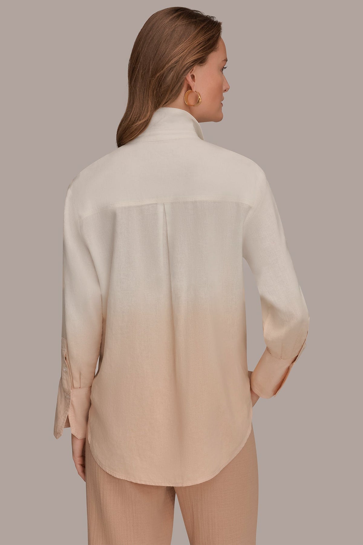 Donna Karan LINEN-BLEND DIP-DYED STRIPED SHIRT