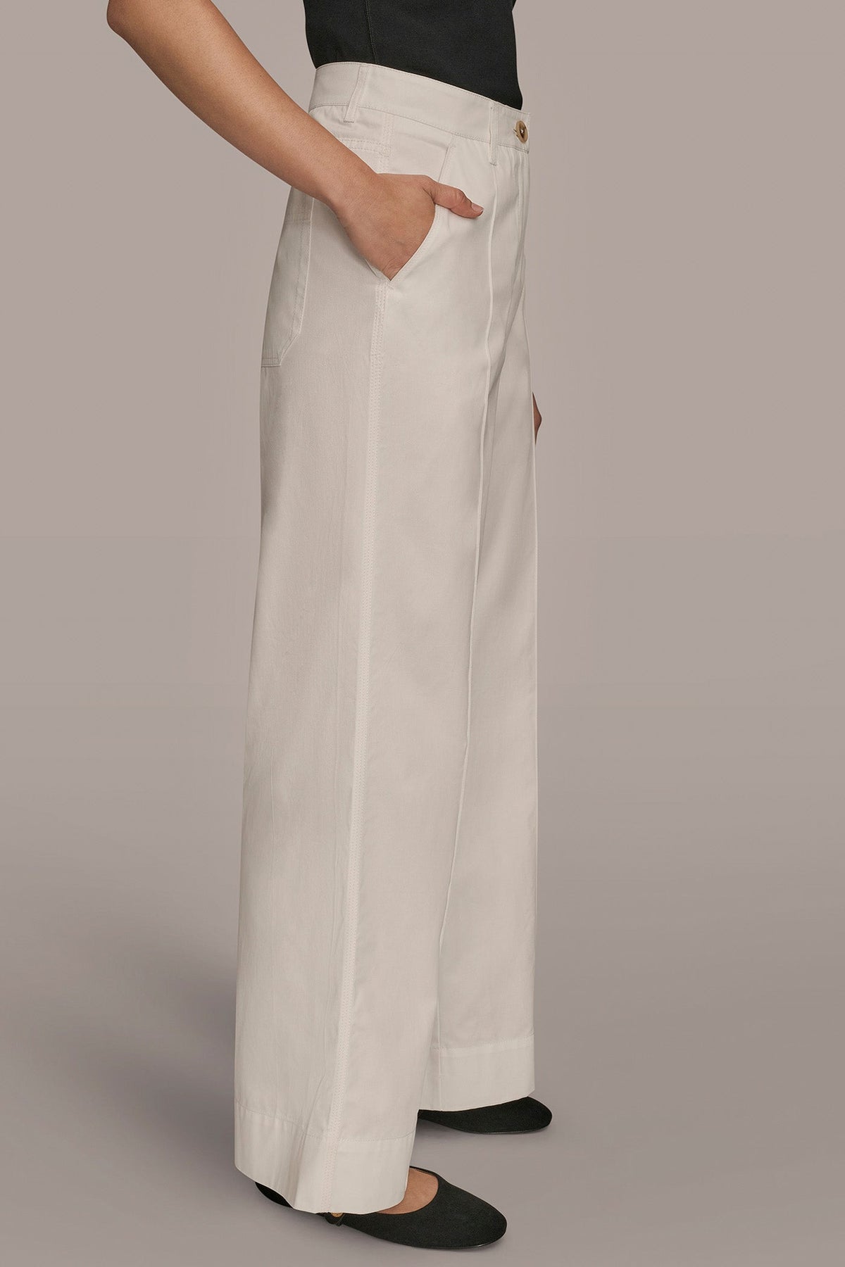 Donna Karan HIGH-RISE PINTUCKED WIDE-LEG TROUSER