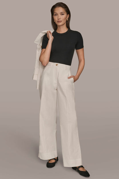 Donna Karan HIGH-RISE PINTUCKED WIDE-LEG TROUSER