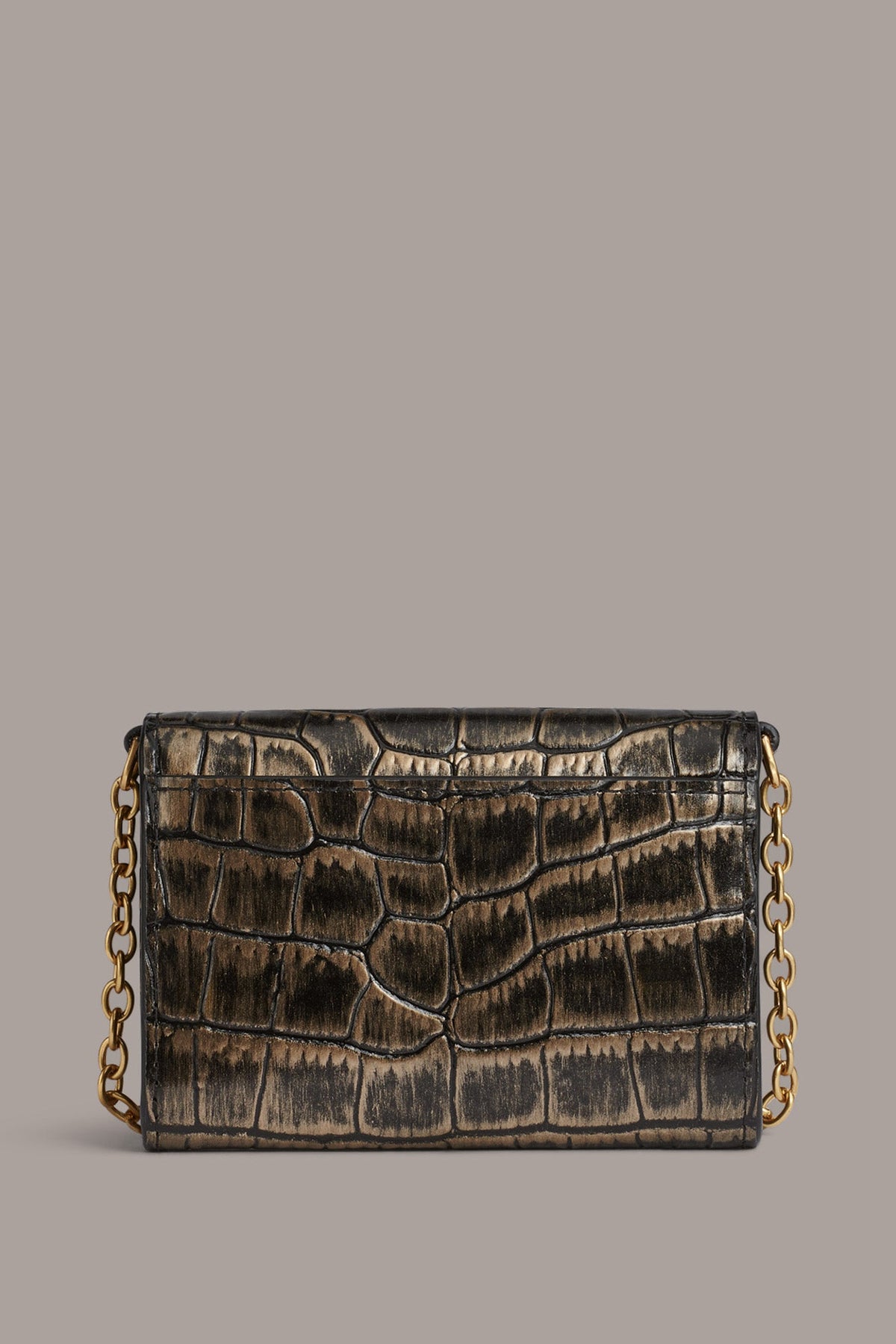 Donna Karan MALVERNE METALLIC CROC-EFFECT MINI CROSSBODY BAG
