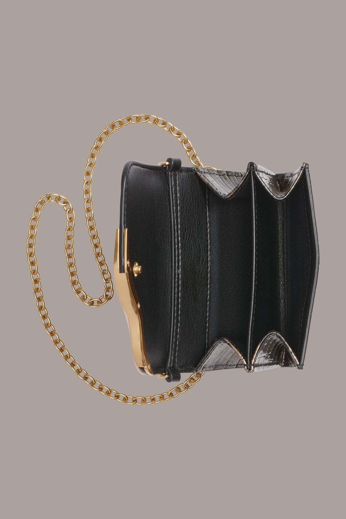 Donna Karan MALVERNE METALLIC CROC-EFFECT MINI CROSSBODY BAG